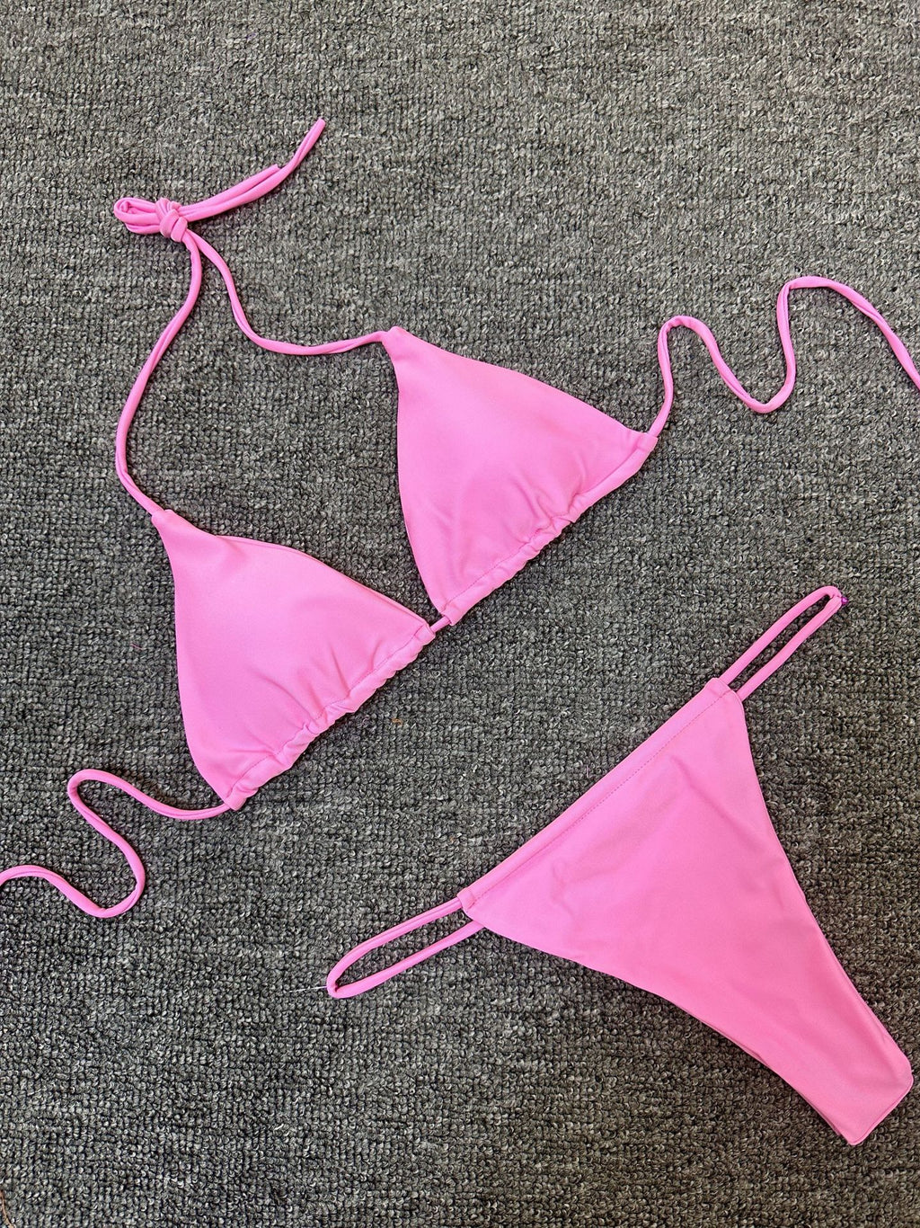 New European and American Export Swimwear Pure Color Three-Point Women's Swimsuit Sexy Split Bikini Spot Wholesale Bikini