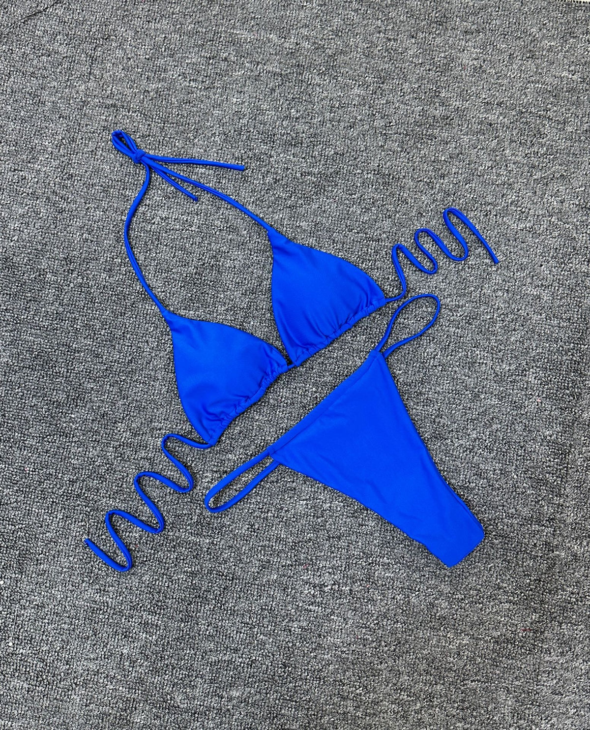 New European and American Export Swimwear Pure Color Three-Point Women's Swimsuit Sexy Split Bikini Spot Wholesale Bikini