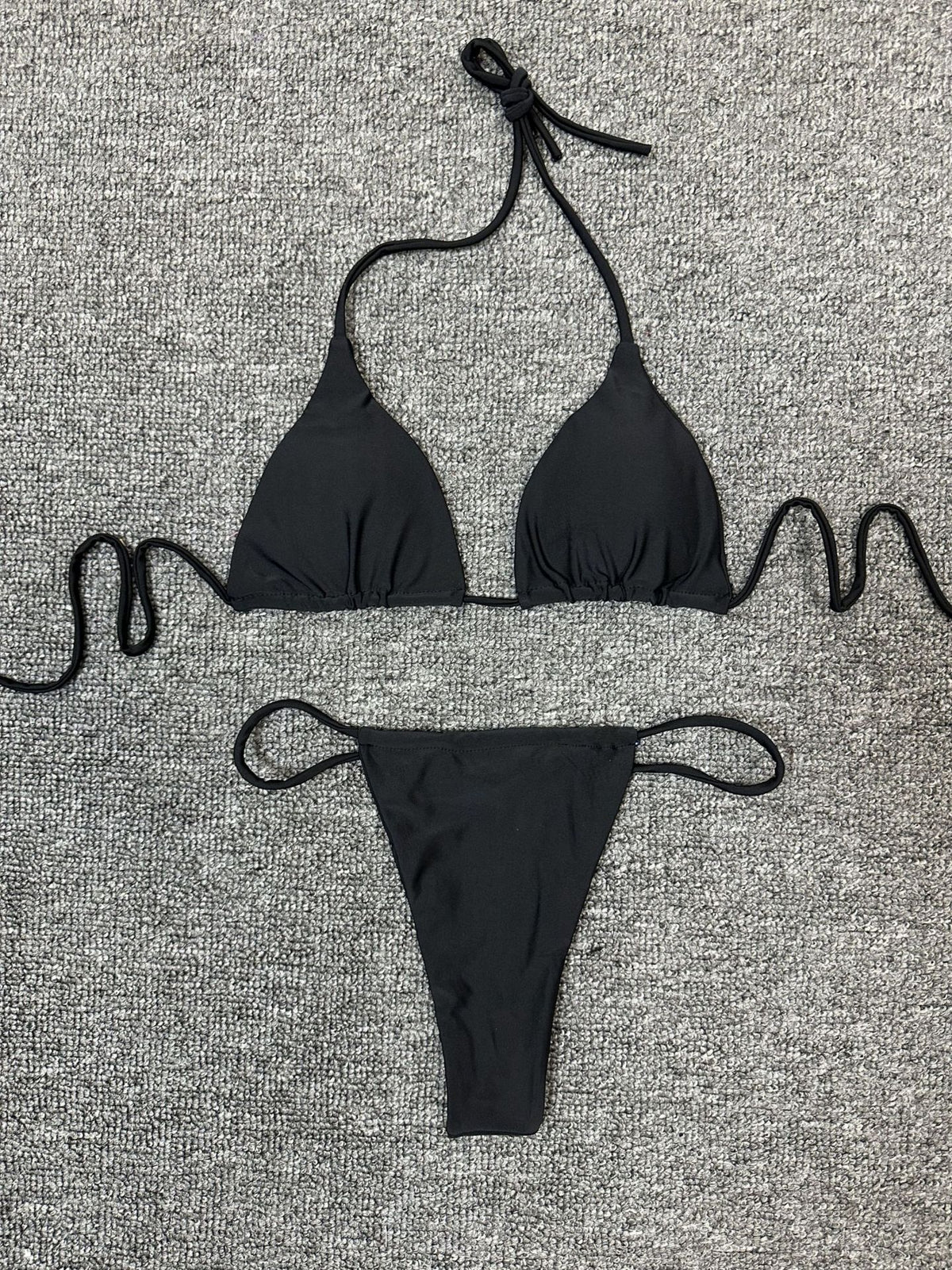 New European and American Export Swimwear Pure Color Three-Point Women's Swimsuit Sexy Split Bikini Spot Wholesale Bikini